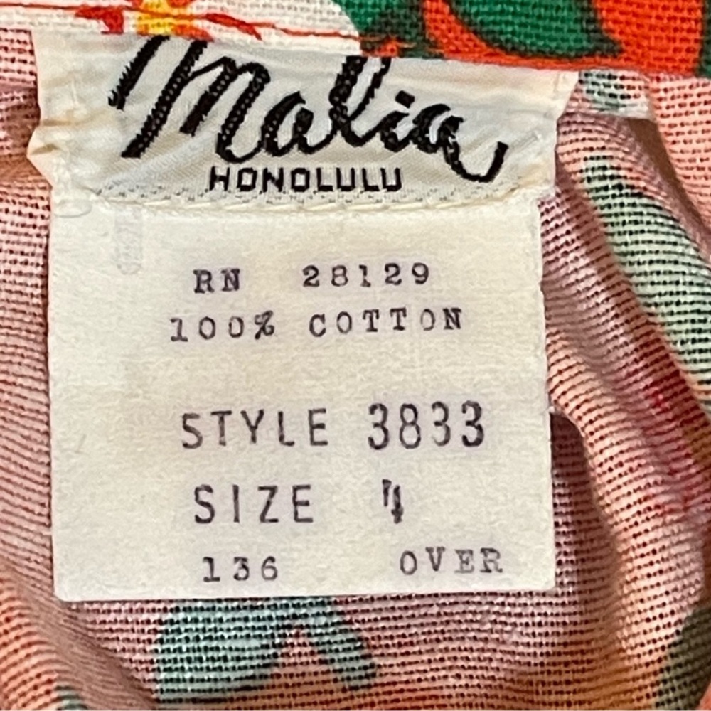 Vintage Malia Honolulu Cotton Floral Skirt *00 Orange/Red - Picture 8 of 9